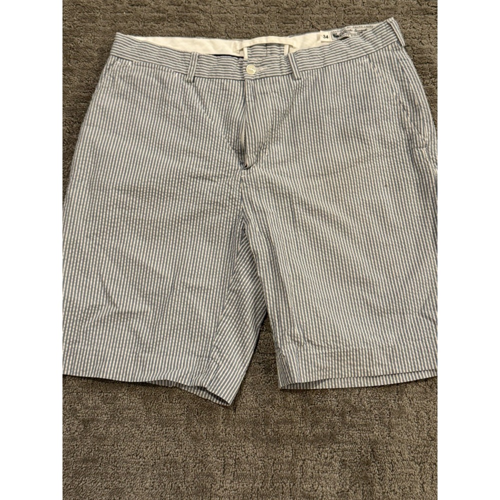 Polo Ralph Lauren Men 34 Blue White Stripe Stretch Classic Seersucker Shorts (K)